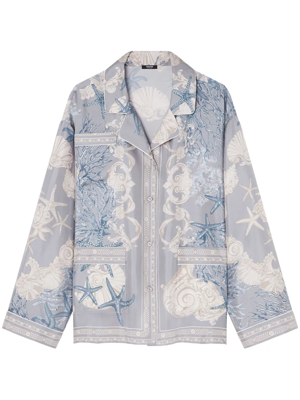 

Шелковая рубашка Barocco Sea VERSACE, синий