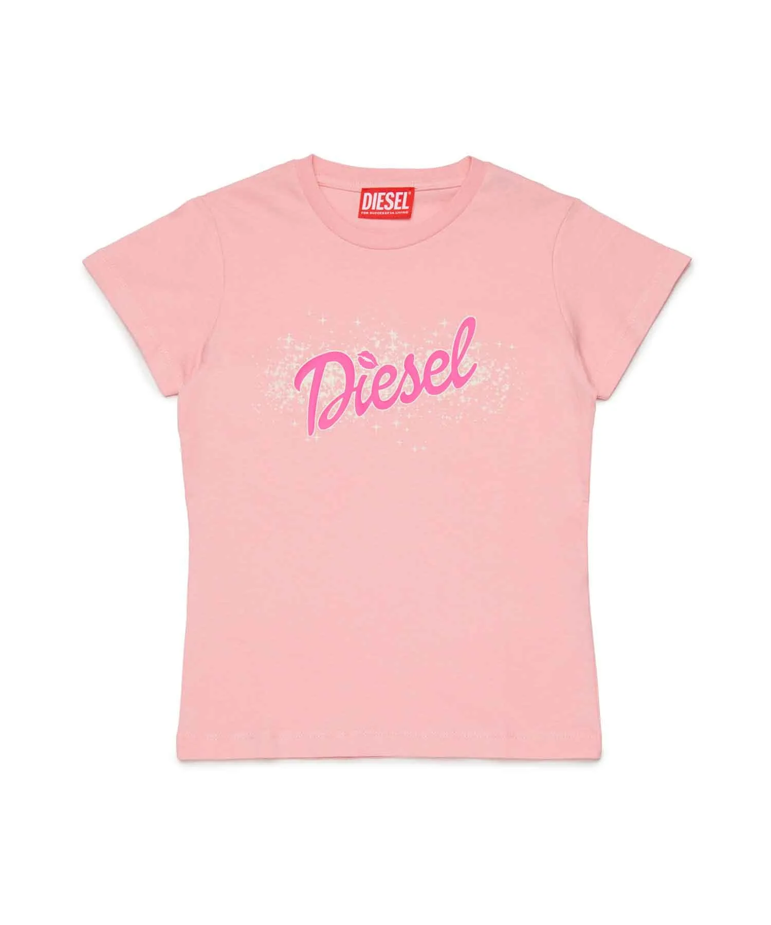 Унисекс футболка с логотипом DIESEL KIDS светло-розовая