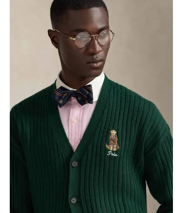 Шерстяной кардиган relaxed fit Polo Ralph Lauren, бутылочно-зеленый — фото 4