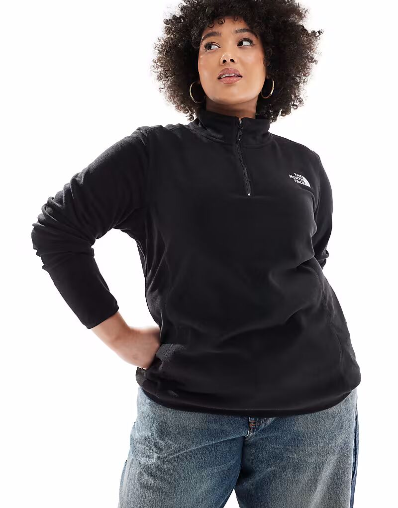 

Флисовая кофта North Face Plus размера 100 Glacier с застежкой-молнией 1/4 черного цвета