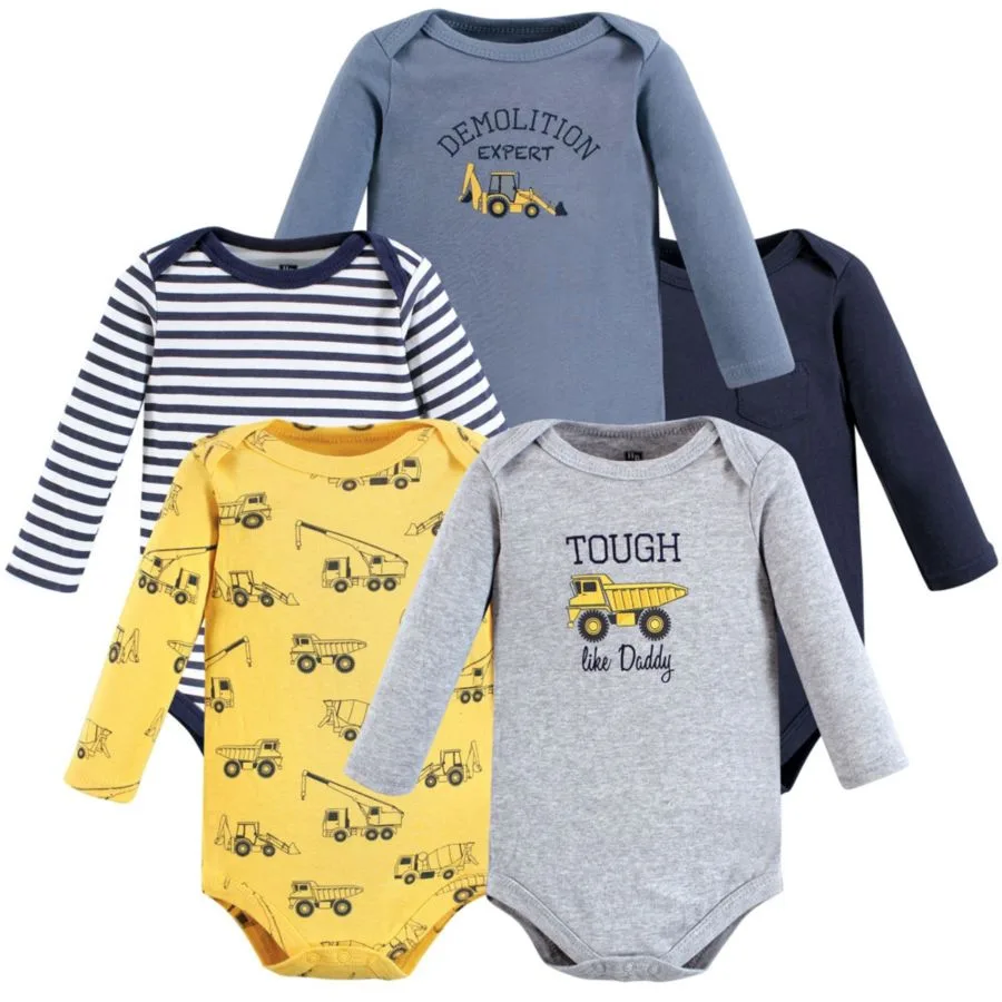 Комплект из 5 мягких хлопковых боди с длинными рукавами Hudson Baby, Construction