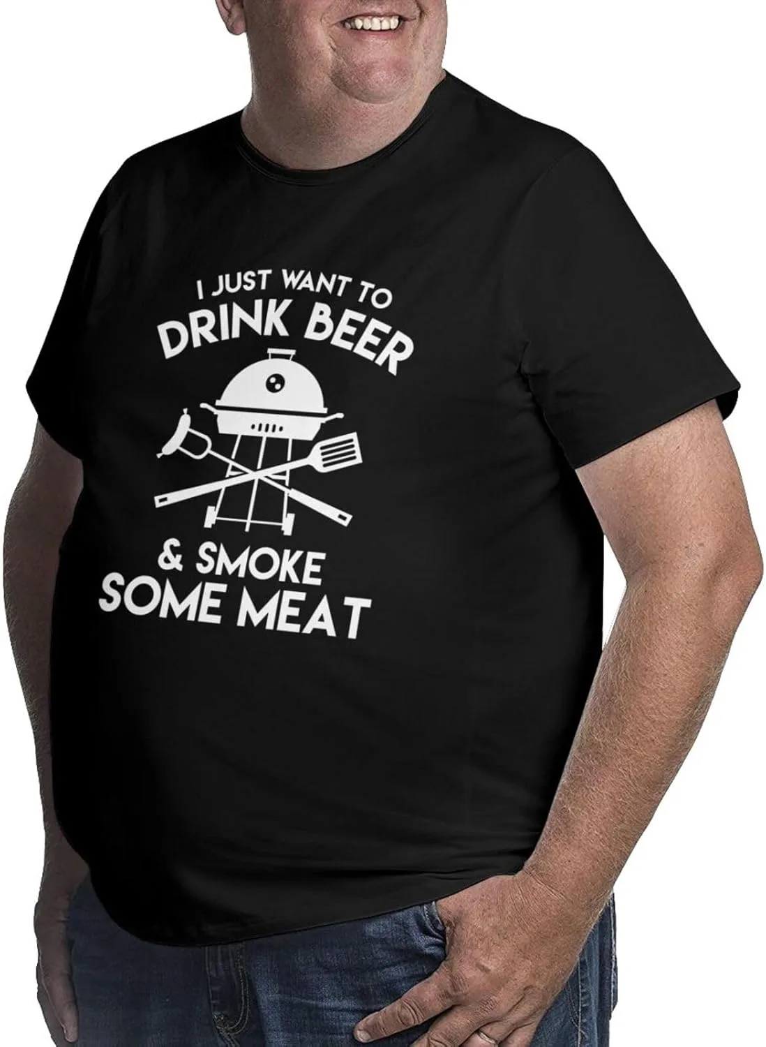 Футболка мужская I Just Want to Drink Beer and Grill Meat, летняя, с коротким рукавом — фото 2
