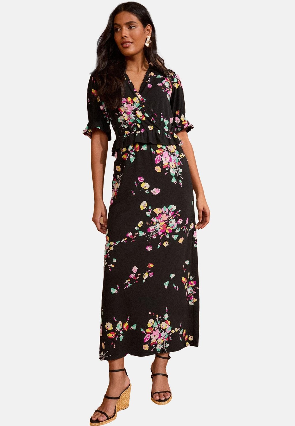 

Платье из джерси REGULAR FIT - PEPLUM RUFFLE SHORT SLEEVE MIDI - Maxi dress Love & Roses, черный