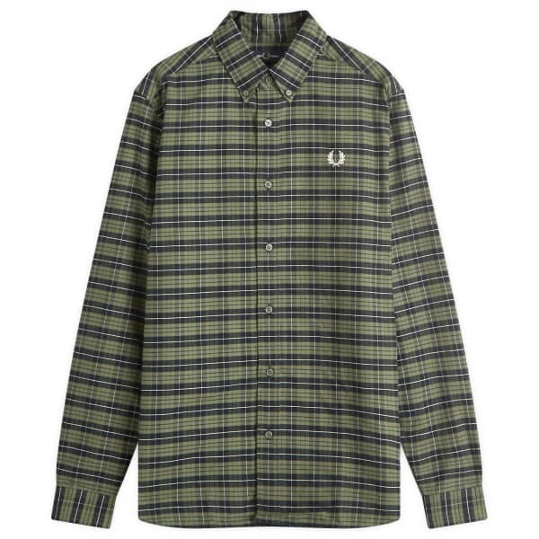 

Рубашка оксфорд в клетку с начесом Fred Perry, зеленый
