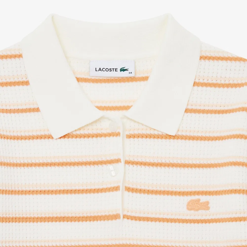 Женская полосатая свитер-поло Lacoste, оранжевая — фото 3