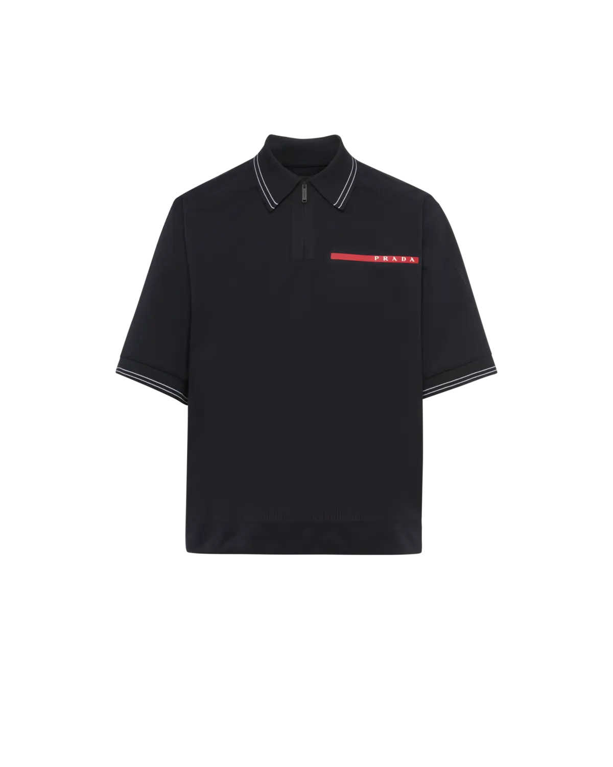 

Поло из легкой биэластичной ткани Prada, черный