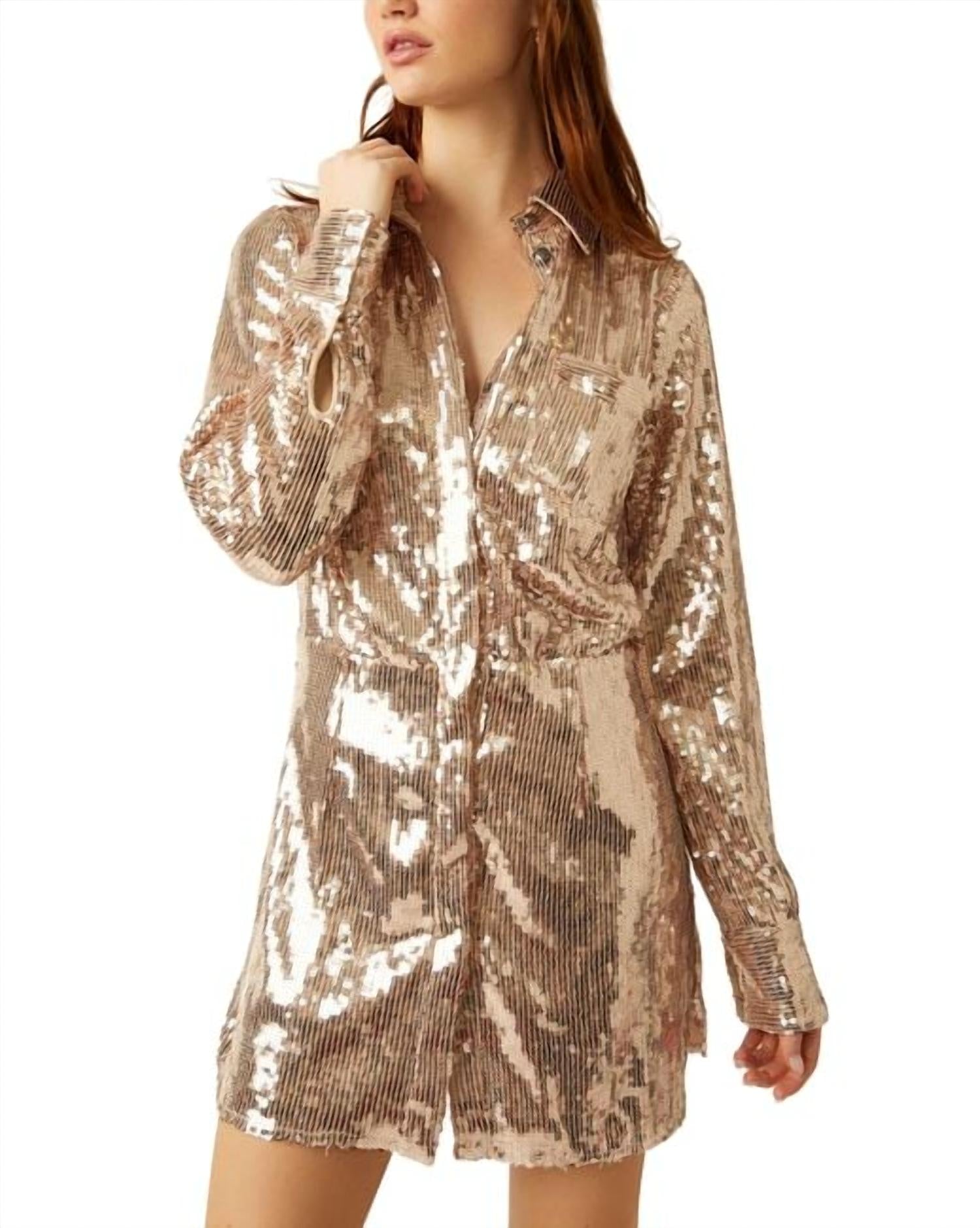 

Мини-платье Sophie Sequin цвета шампанского Free People, цвет champagne