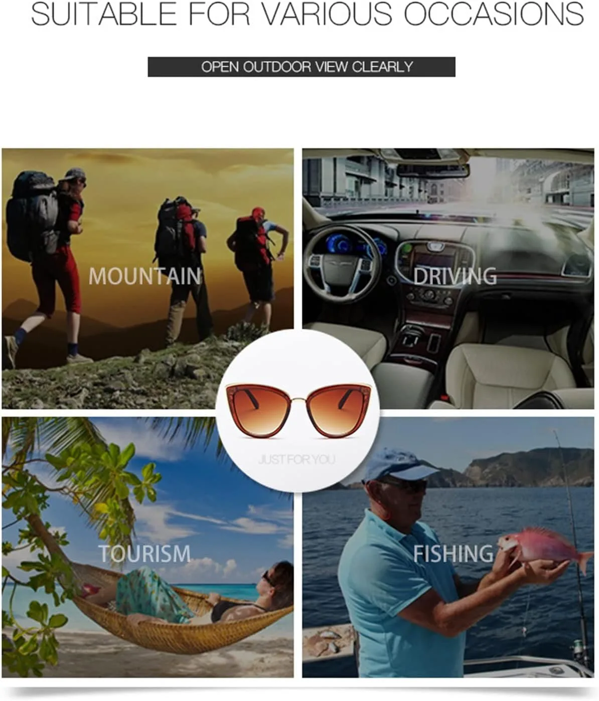 

Солнцезащитные очки, модные женские очки, модные женские солнцезащитные очки «кошачий глаз», солнцезащитные очки для пляжа и отдыха на открытом воздухе LXPYMXDP, A