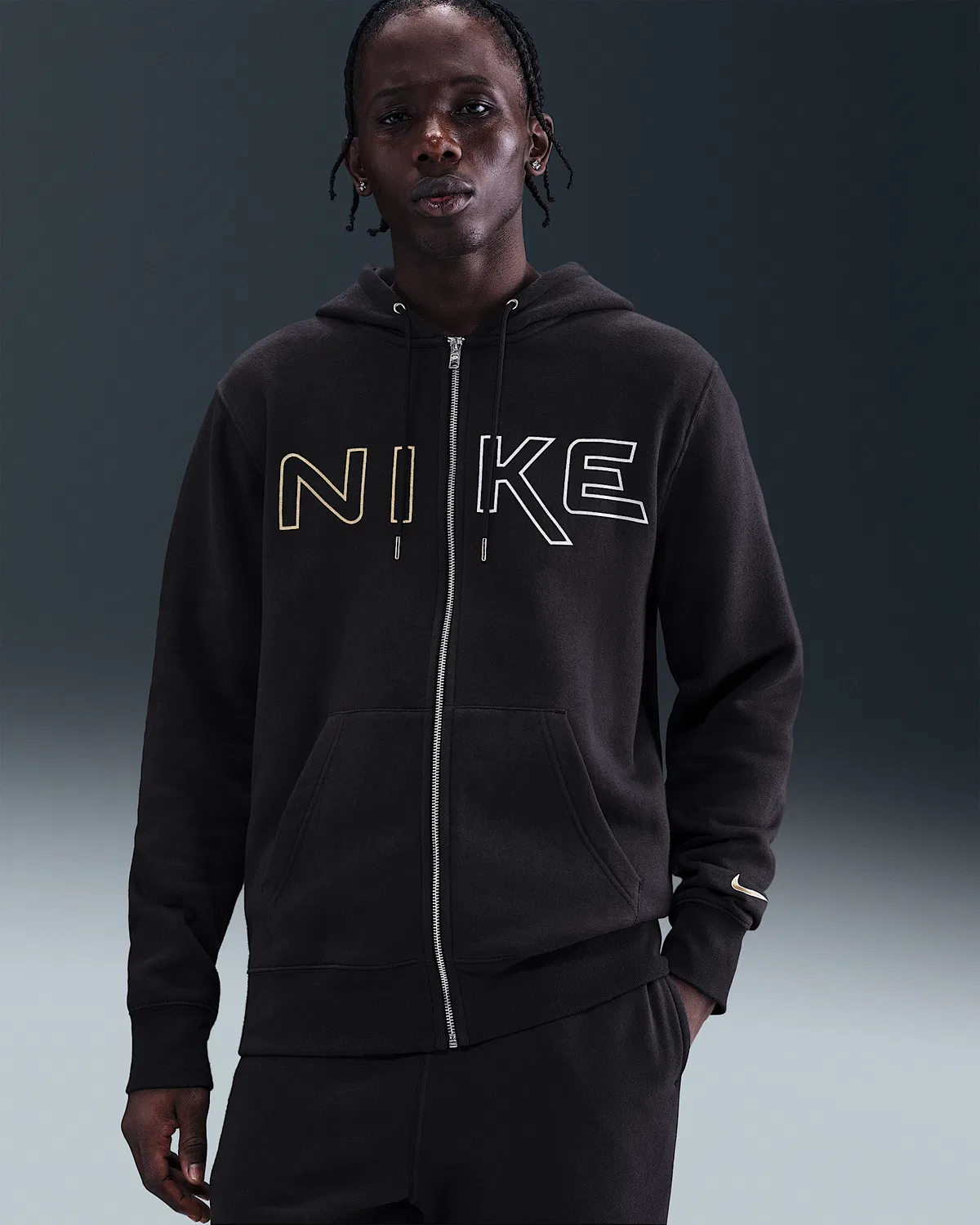 Мужская флисовая кофта на молнии Nike Sportswear Club, Black