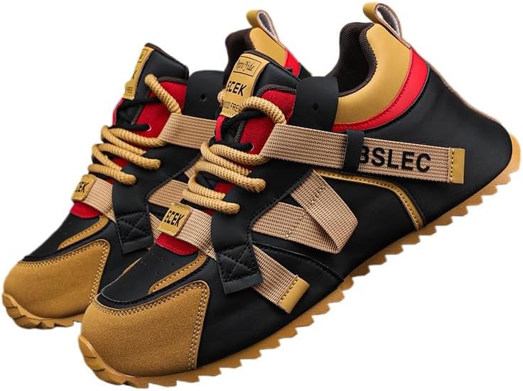 

Мужские кроссовки больших размеров - универсальные, противоскользящие повседневные обувь на все сезоны, шнуровка, верх из искусственной кожи Fmshi, черный