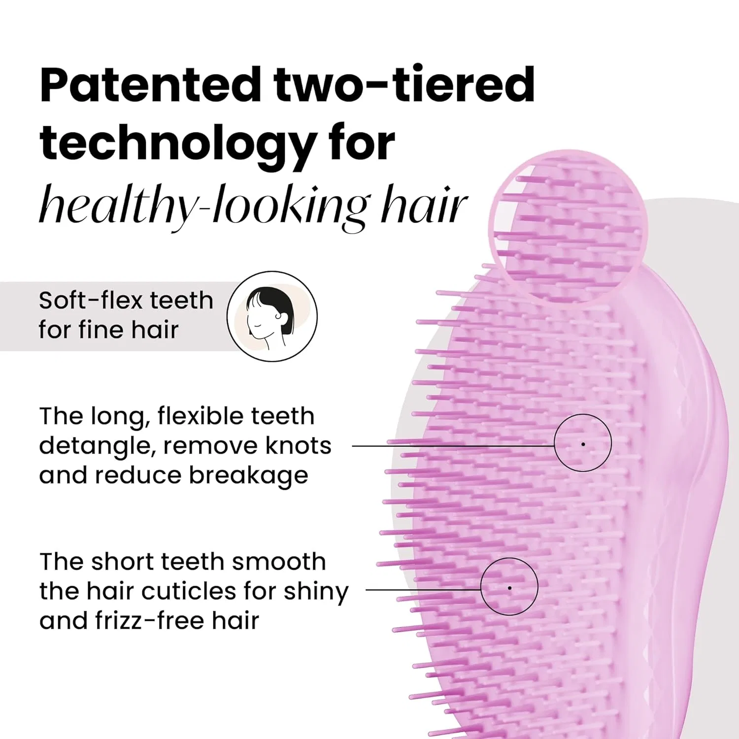 Расческа для тонких и ломких волос «Pink Dawn Fine Fragile Detangling» от Tangle Teezer Tangle Teezer, Pink Dawn — фото 2