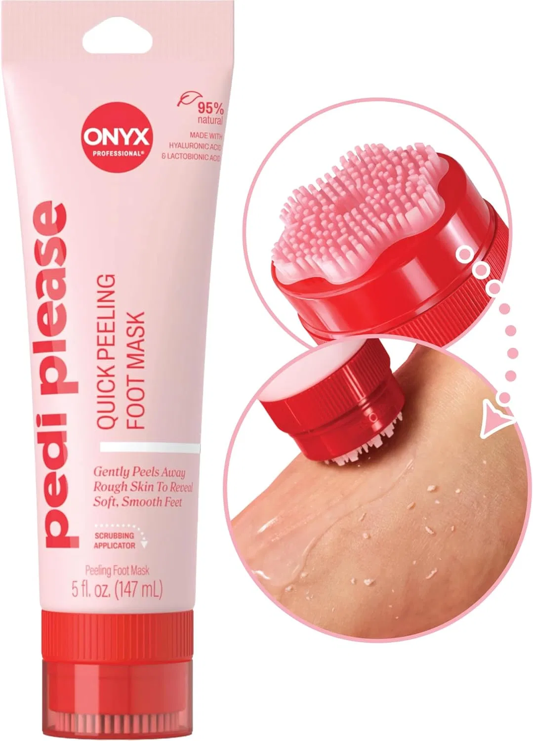Пилинг-маска для ног Onyx Professional, быстрый пилинг, 5 шт., с кисточкой и скрабом