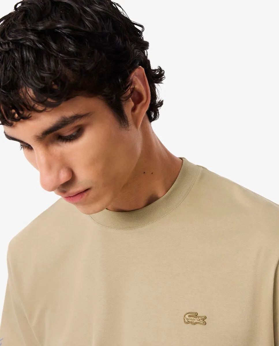 Мужская футболка с коротким рукавом и черной вышитой подписью Lacoste — фото 3