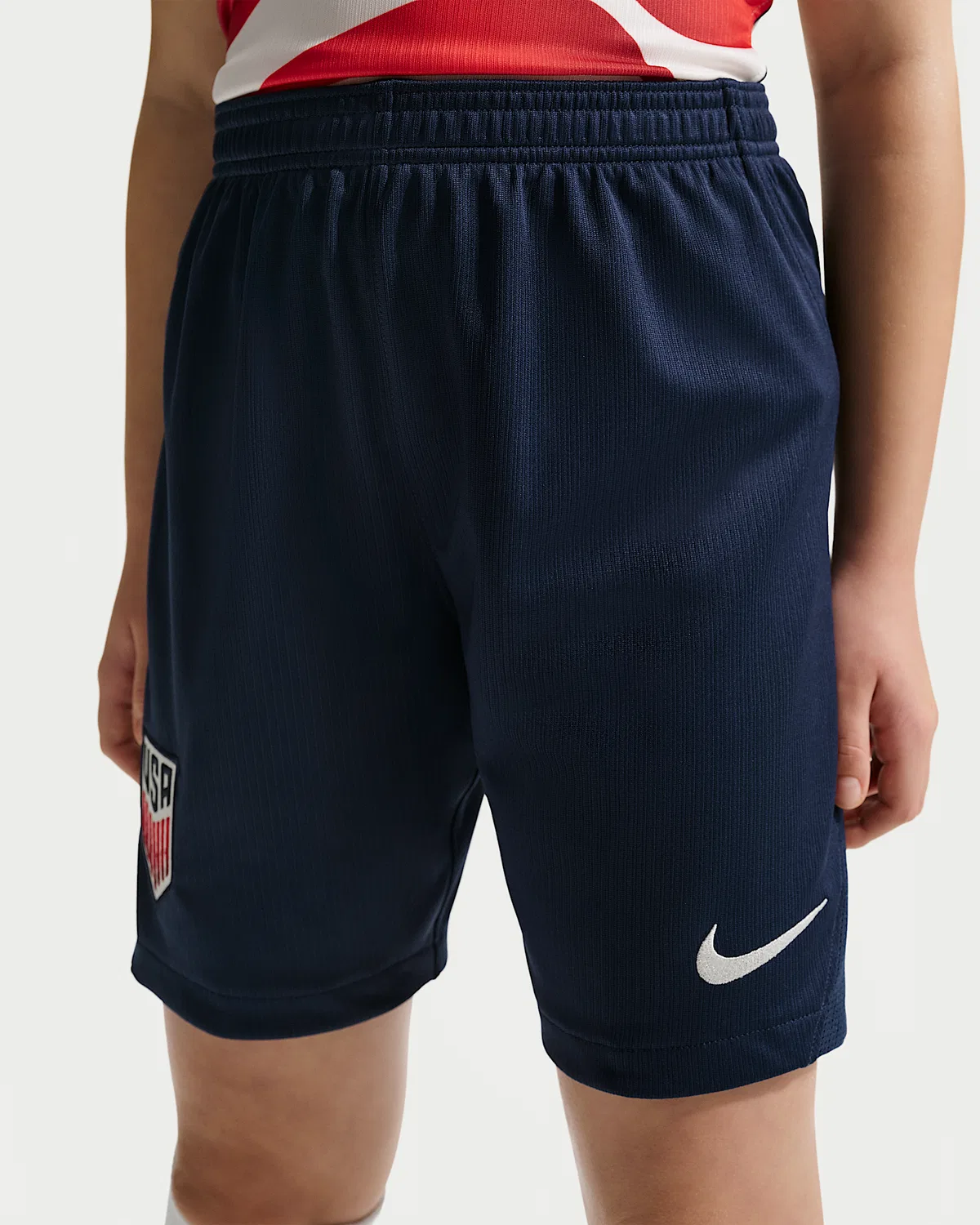 Большие детские шорты Nike Dri-FIT Soccer Replica USMNT 2026 Stadium Home, Midnight Navy/Sail — фото 2