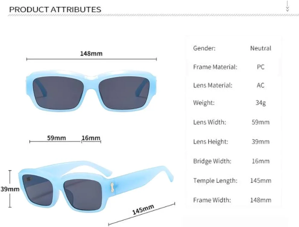 

Солнцезащитные очки с квадратными боковыми выступами и рисунком в виде рисовых косточек для мужчин и женщин с защитой от УФ-излучения star shop, Jelly Blue