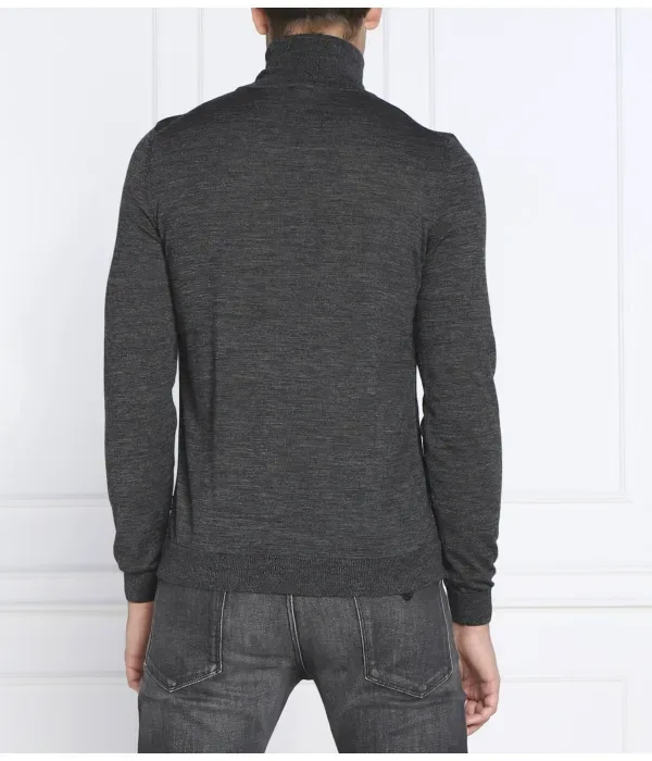 Шерстяная водолазка Musso-P slim fit Boss, графитовый — фото 3