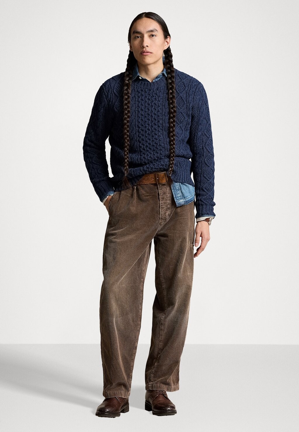 

Джемпер THE ICONIC FISHERMAN'S JUMPER Polo Ralph Lauren, темно-синий