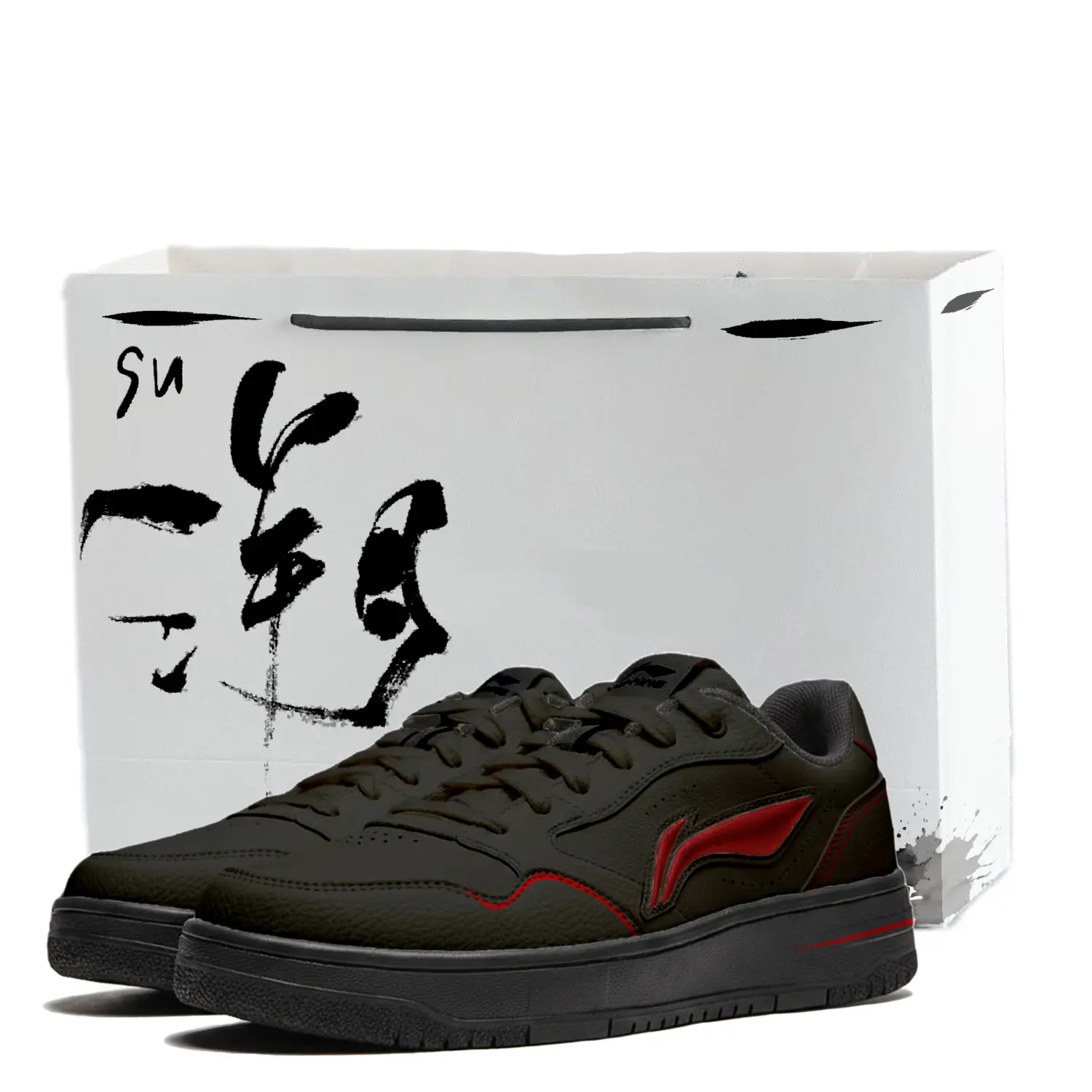 

Кроссовки для скейтбординга LiNing Tianji Soft, износостойкие и легкие, низкие, унисекс, черный с красными элементами