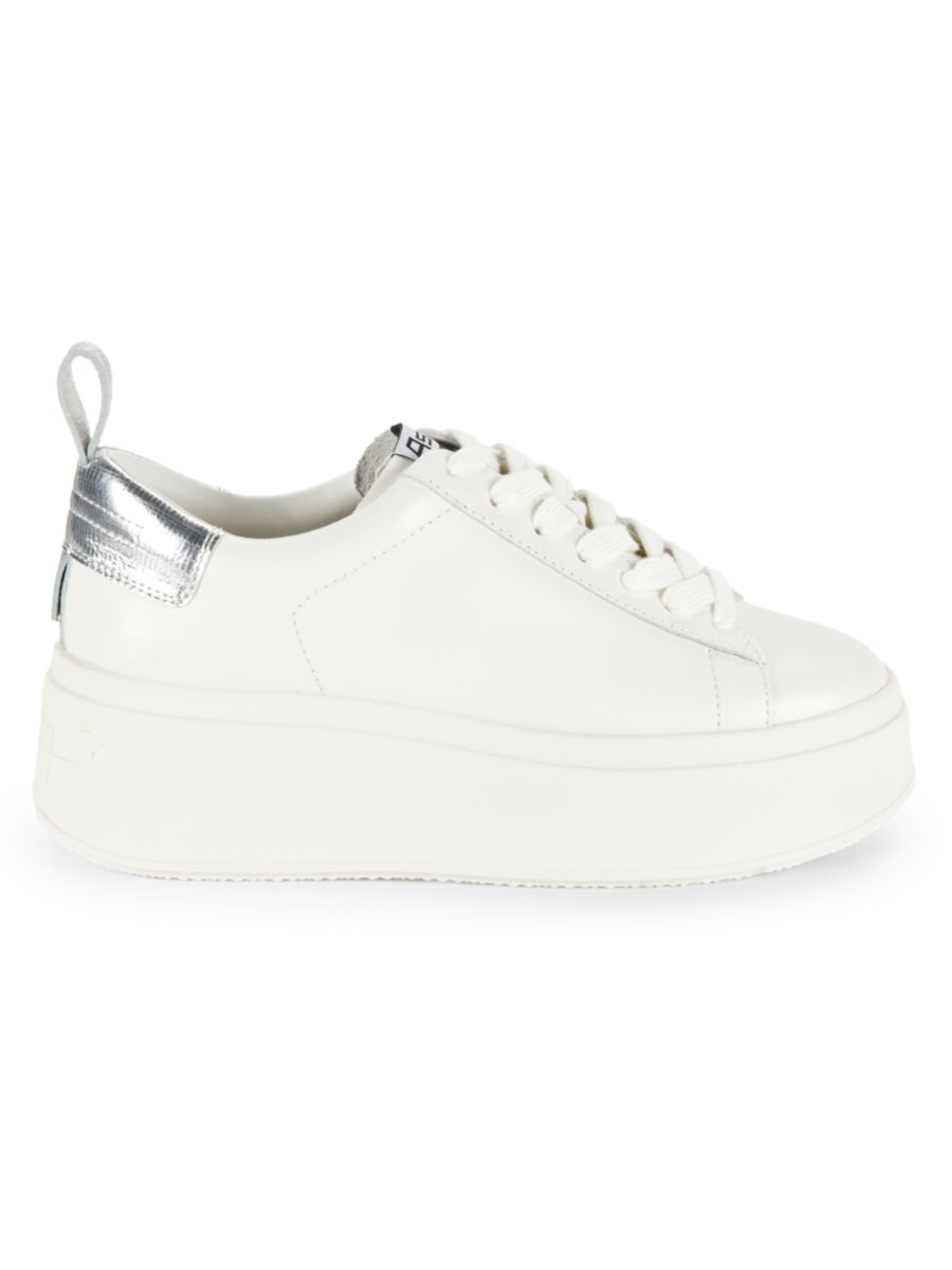 Низкие кожаные кроссовки с металлическим покрытием Ash, цвет White Silver