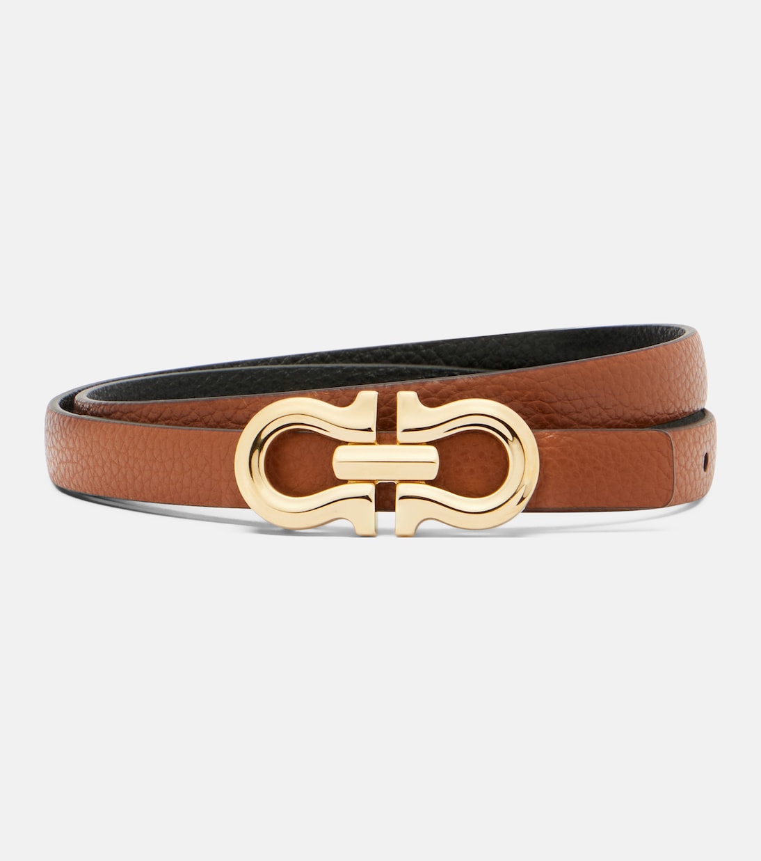 

Двусторонний кожаный ремень Gancini Ferragamo, New Cognac