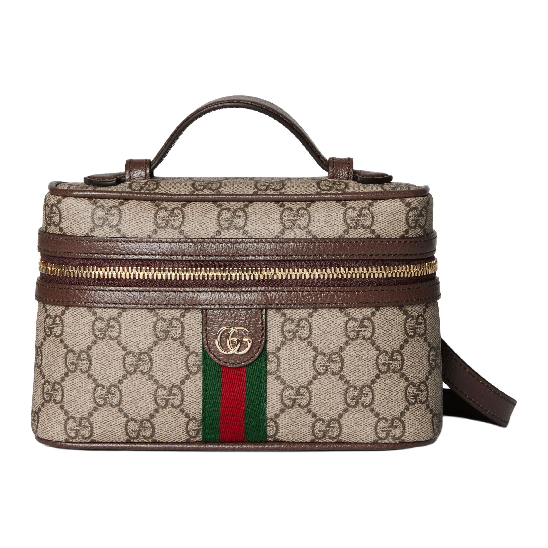 

GUCCI Сумка через плечо Ophidia Fabric, кросс-боди, клатч, косметичка маленькая женская бежевая и коричневая