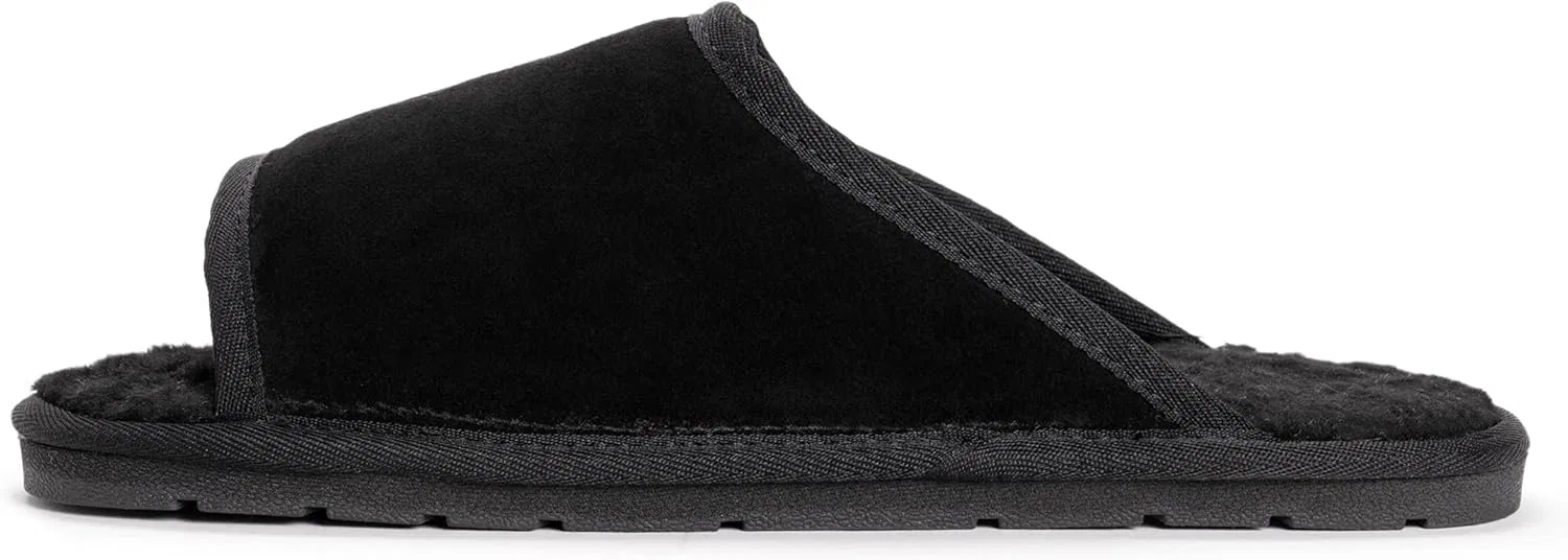 Тапочки открытые, из натуральной кожи, MUK LUKS, черный — фото 4