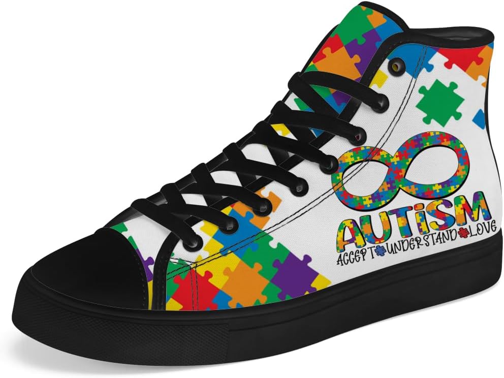

Кеды на высокой подошве chebing с принтом «Аутизм», с шнуровкой, повседневная обувь, подарок для мужчин и женщин, поддержка осведомленности об аутизме, белый