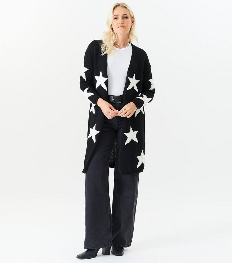 

Длинный вязаный кардиган Gini London Black Star Gini London, черный