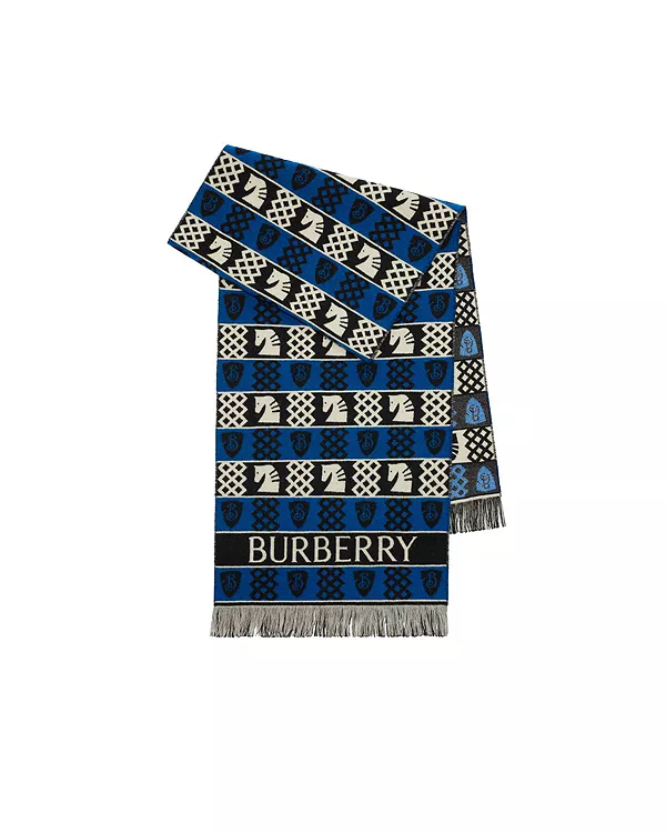 

Шерстяной шарф с рисунком «фэр-айл» и шахматной тематикой Burberry, черный
