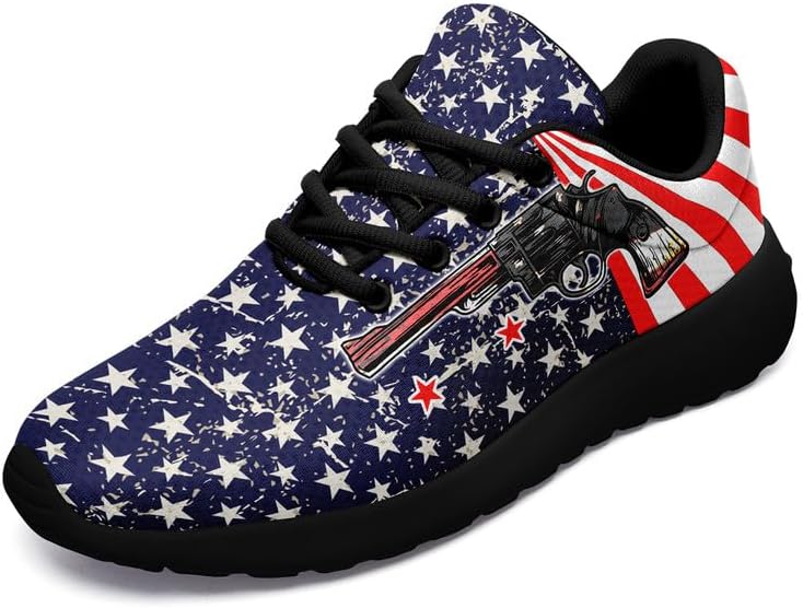 

Кроссовки для бега с американской тематикой для мужчин и женщин, стиль США, флаг США, звезды, легкие, комфортные, с амортизацией, для ходьбы Awsole, черный