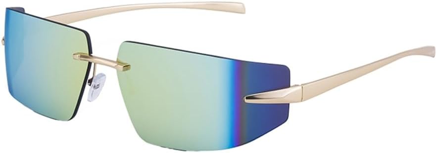 

Солнцезащитные очки без оправы прямоугольной формы для женщин в стиле панк, солнцезащитные очки для мужчин в винтажном стиле, прямоугольные очки без оправы MTZJH, C4goldfilm