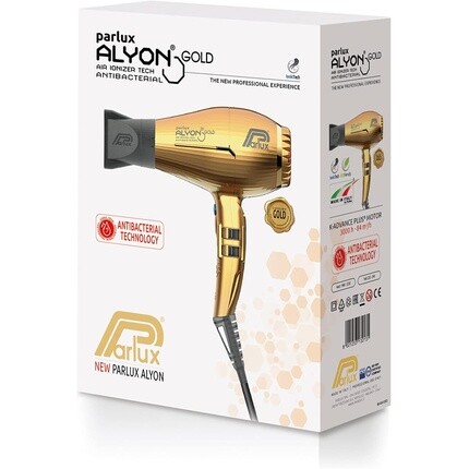 Профессиональный фен Alyon Gold Edition с ионной технологией — быстрая сушка и блеск волос — золотой цвет, Parlux — фото 3