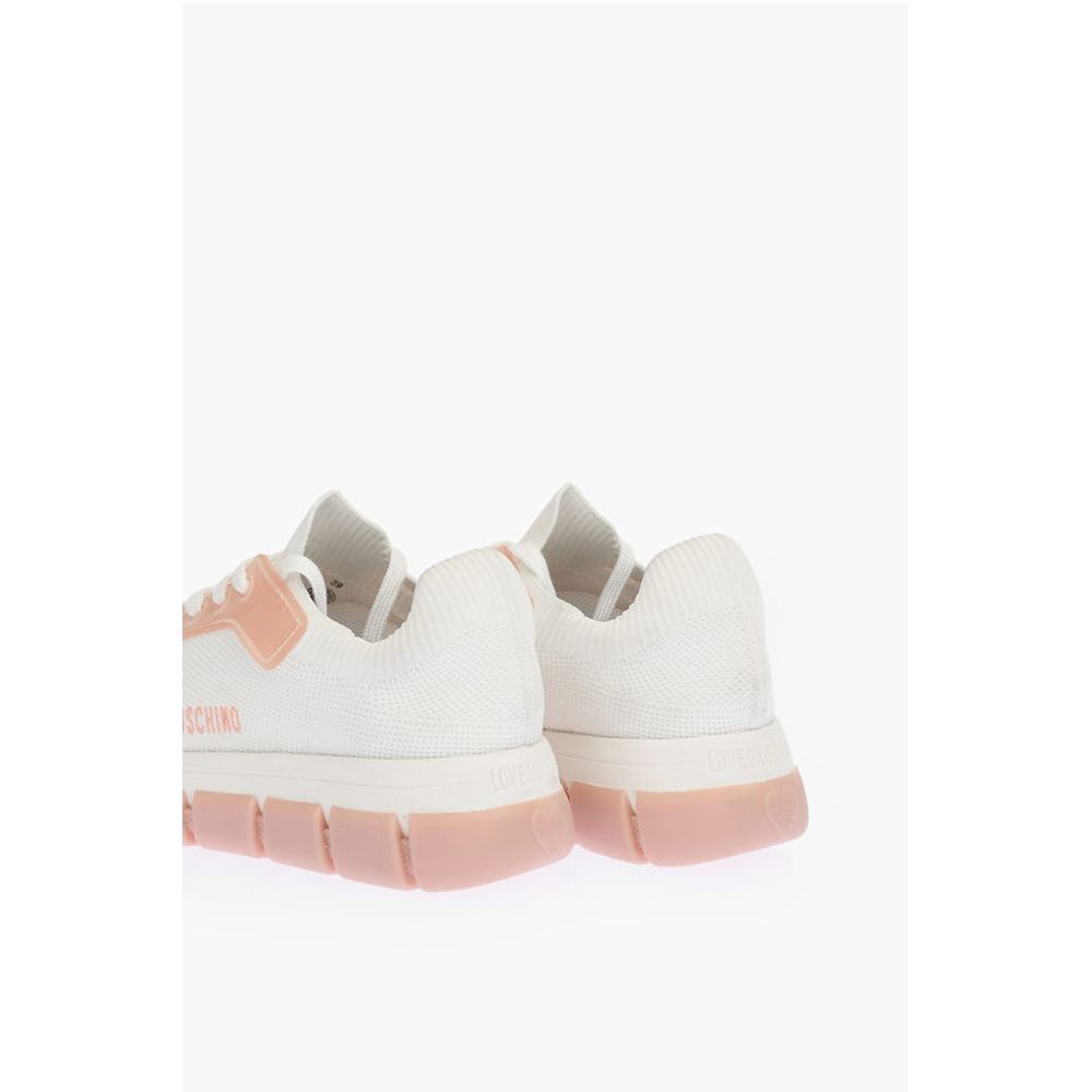 Кроссовки LOVE из перфорированной ткани двухцветные TASSEL50 Moschino, White — фото 2