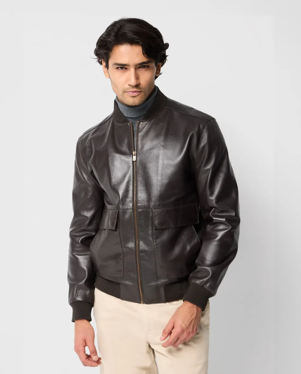 

Куртка-бомбер из кожи наппа для мужчин Pertegaz, светло-коричневый