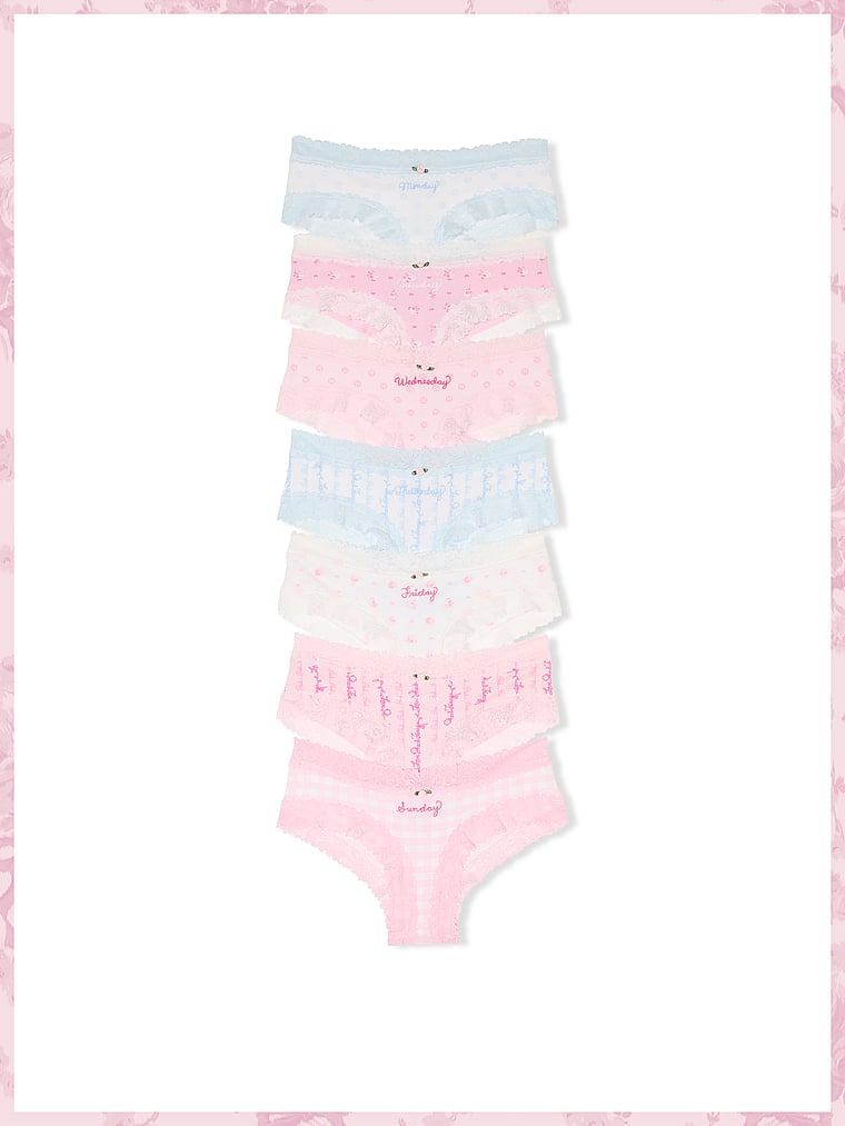 

Упаковка из 7 трусиков-сюрпризов Pink x loveshackfancy в честь дней недели Pink X Loveshackfancy, цвет days of the week pack