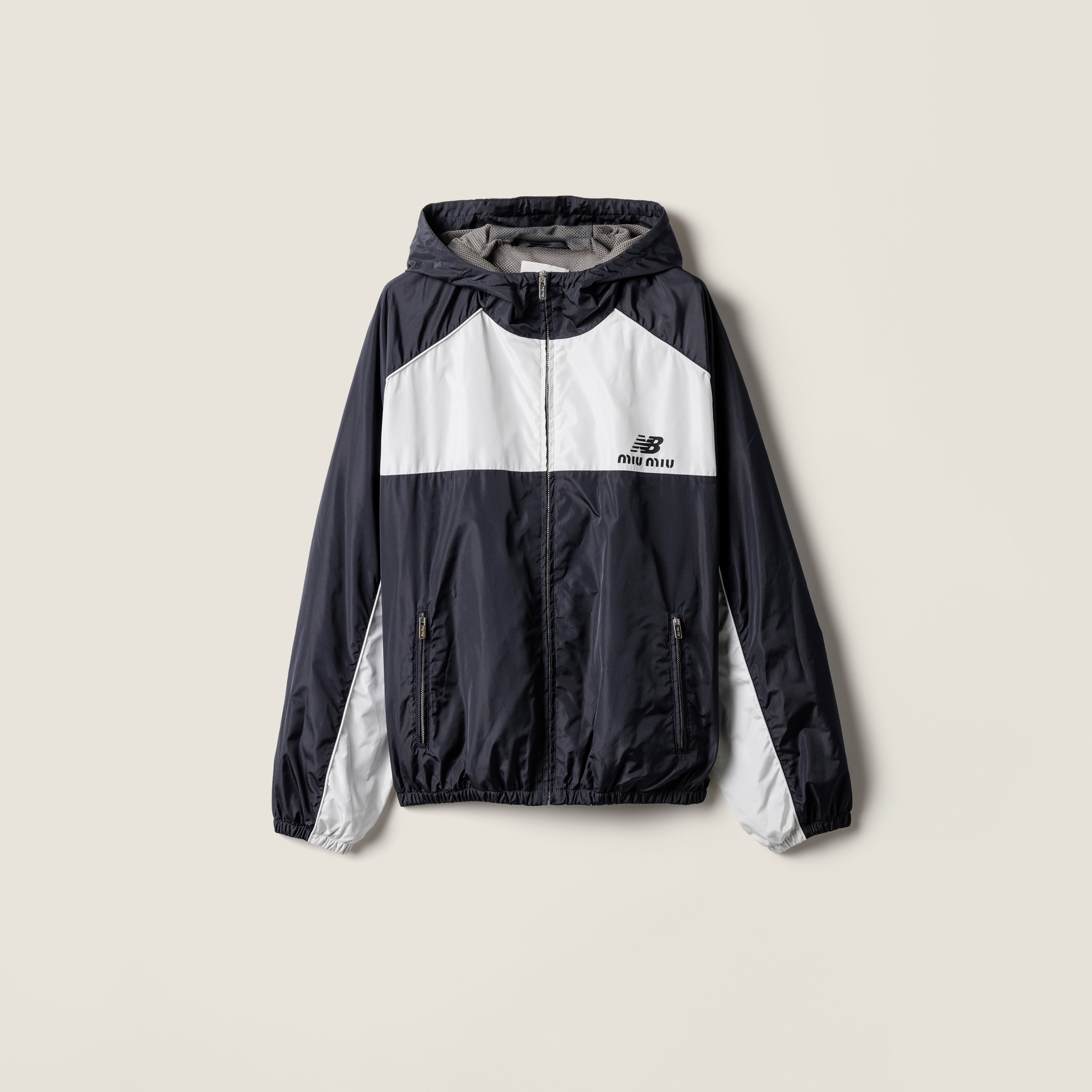 

Толстовка-куртка из технического поплина MIU MIU, синий/белый