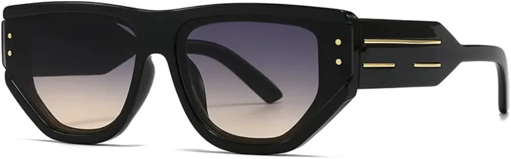 

Женские солнцезащитные очки с широкими дужками, модный дизайн, декоративные солнцезащитные очки с заклепками, защита от УФ-излучения UV400 UUPTTPL, Black Gray Pink