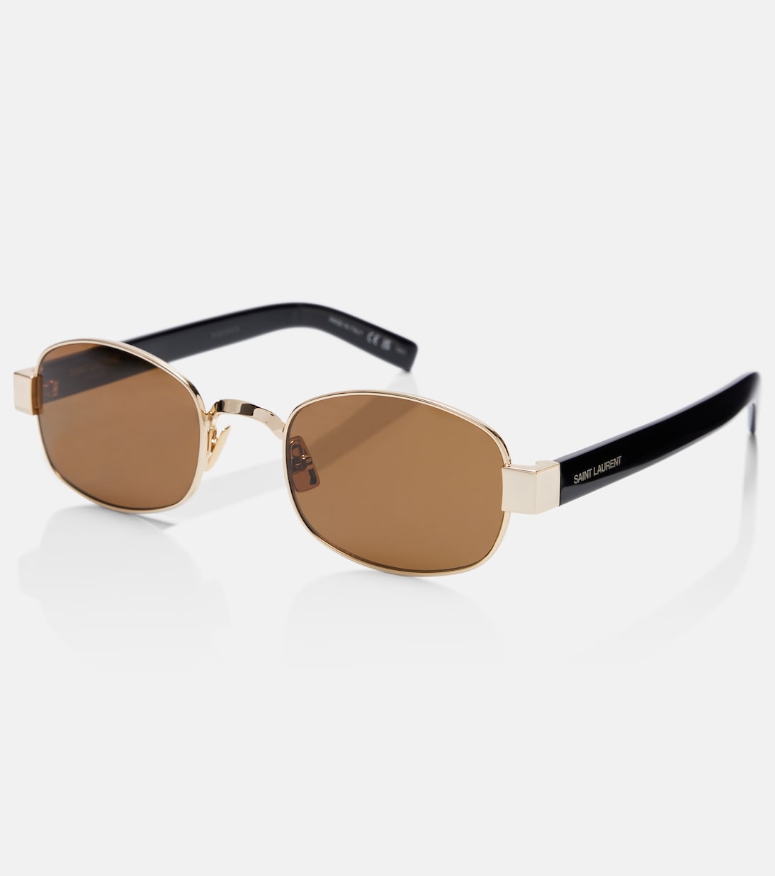 SL 706 квадратные солнцезащитные очки Saint Laurent, Gold-Black-Brown — фото 4