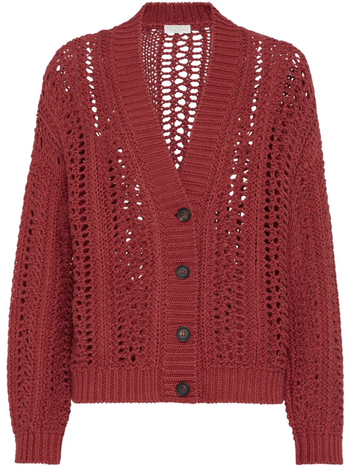 

Кардиган крючком вязки Brunello Cucinelli, красный