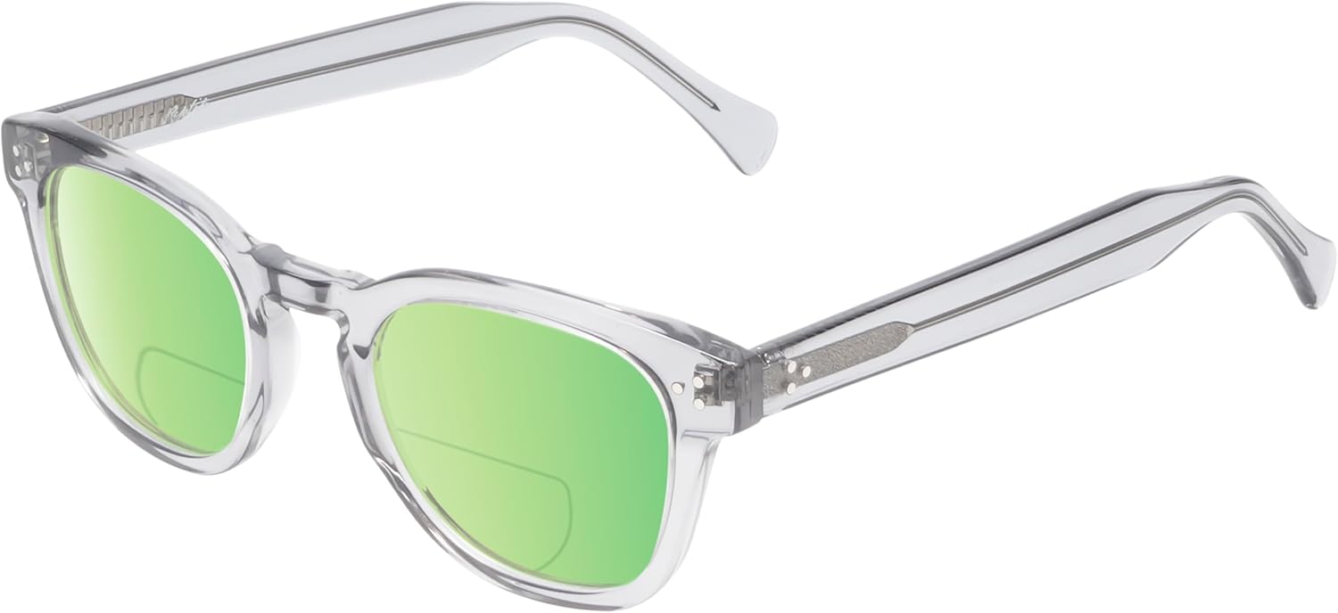 

Поляризованные бифокальные солнцезащитные очки Chelidae для чтения, мужские и женские, с защитой от УФ-излучения, для вождения, тонированные Reptile, Smoke Grey Crystal/Polarized Green Mirror