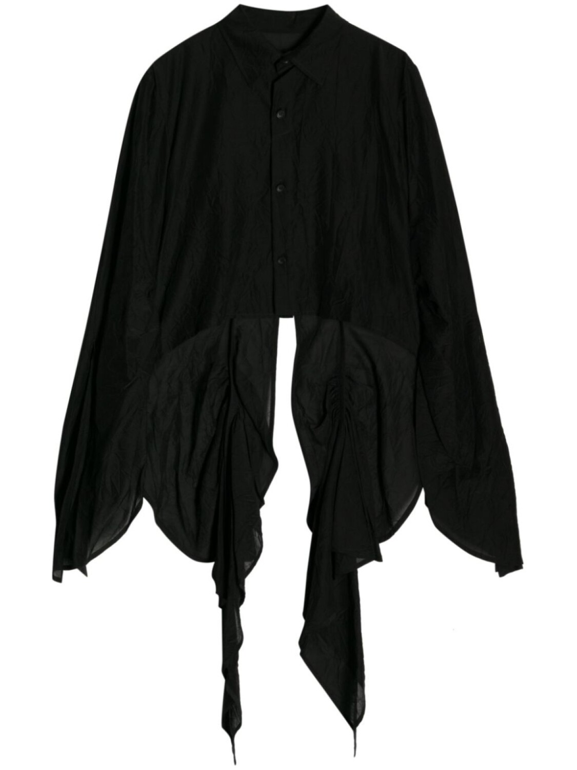 

Асимметричная рубашка из хлопка и шёлка Yohji Yamamoto, черный