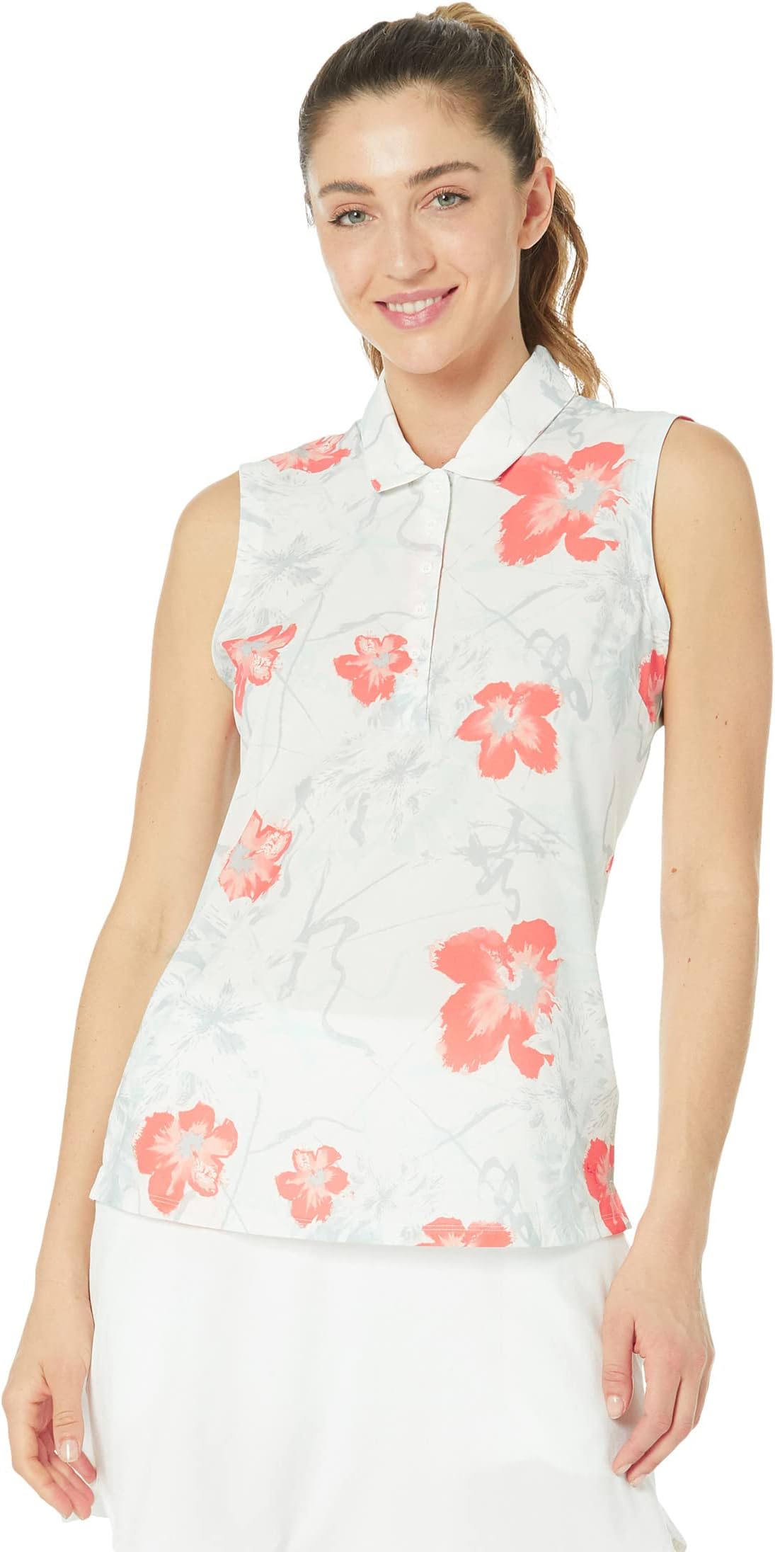 

Поло PUMA Golf Nassau Sleeveless Polo, цвет Bright White/Hot Coral