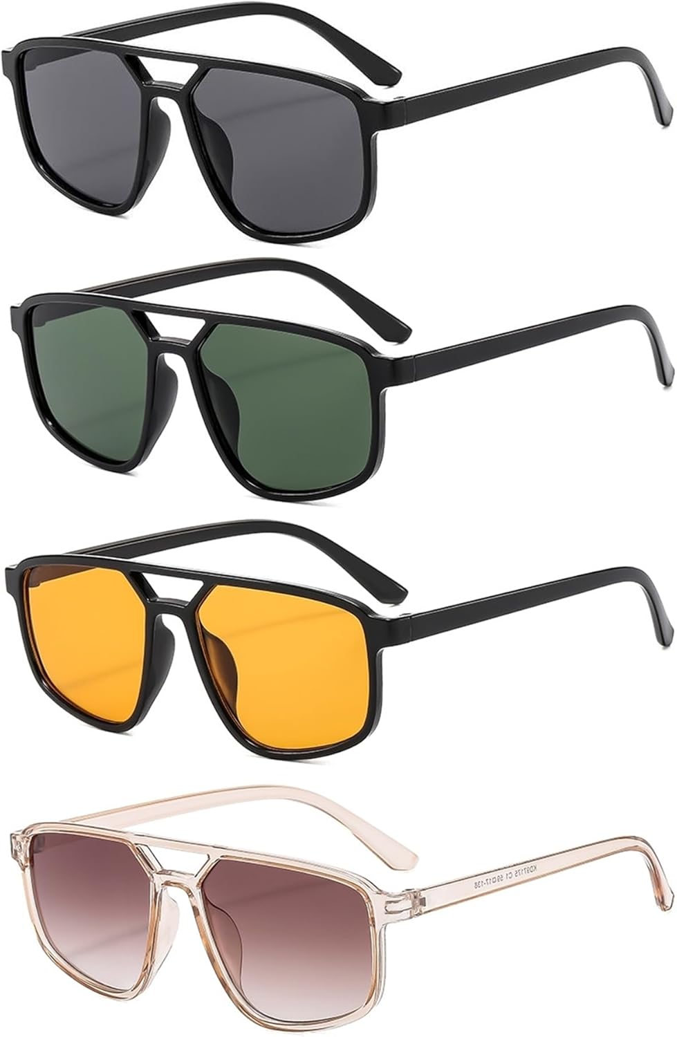 

Ретро-солнцезащитные очки-авиаторы квадратной формы для женщин и мужчин, увеличенного размера, в стиле 70-х, с плоской верхней частью, дизайнерская стильная оправа ISIUINN, Black+green+orange+transparent Tea