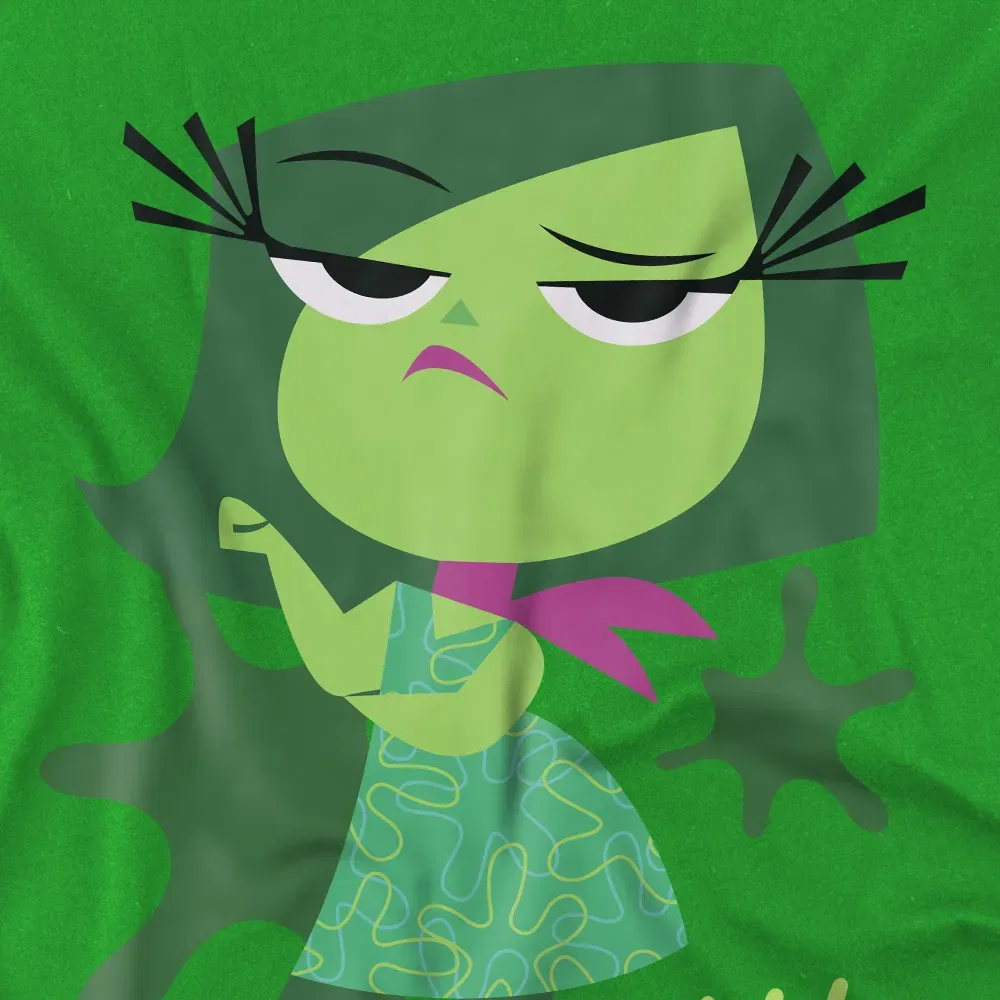 Футболка детская с принтом Disgust Disney Pixar, темно-зеленый — фото 2