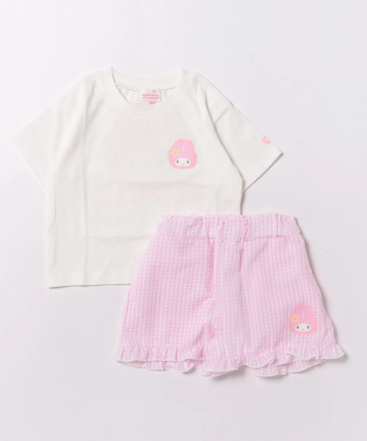 Детский костюм Sanrio в клетку гингем, топ и шорты, белый
