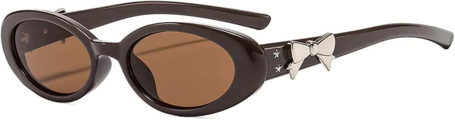 

Модные роскошные солнцезащитные очки в маленькой оправе овальной формы для женщин, для уличной фотографии, мужские солнцезащитные очки с защитой от УФ-излучения UV400 TKKTLLT, Coffee Brown