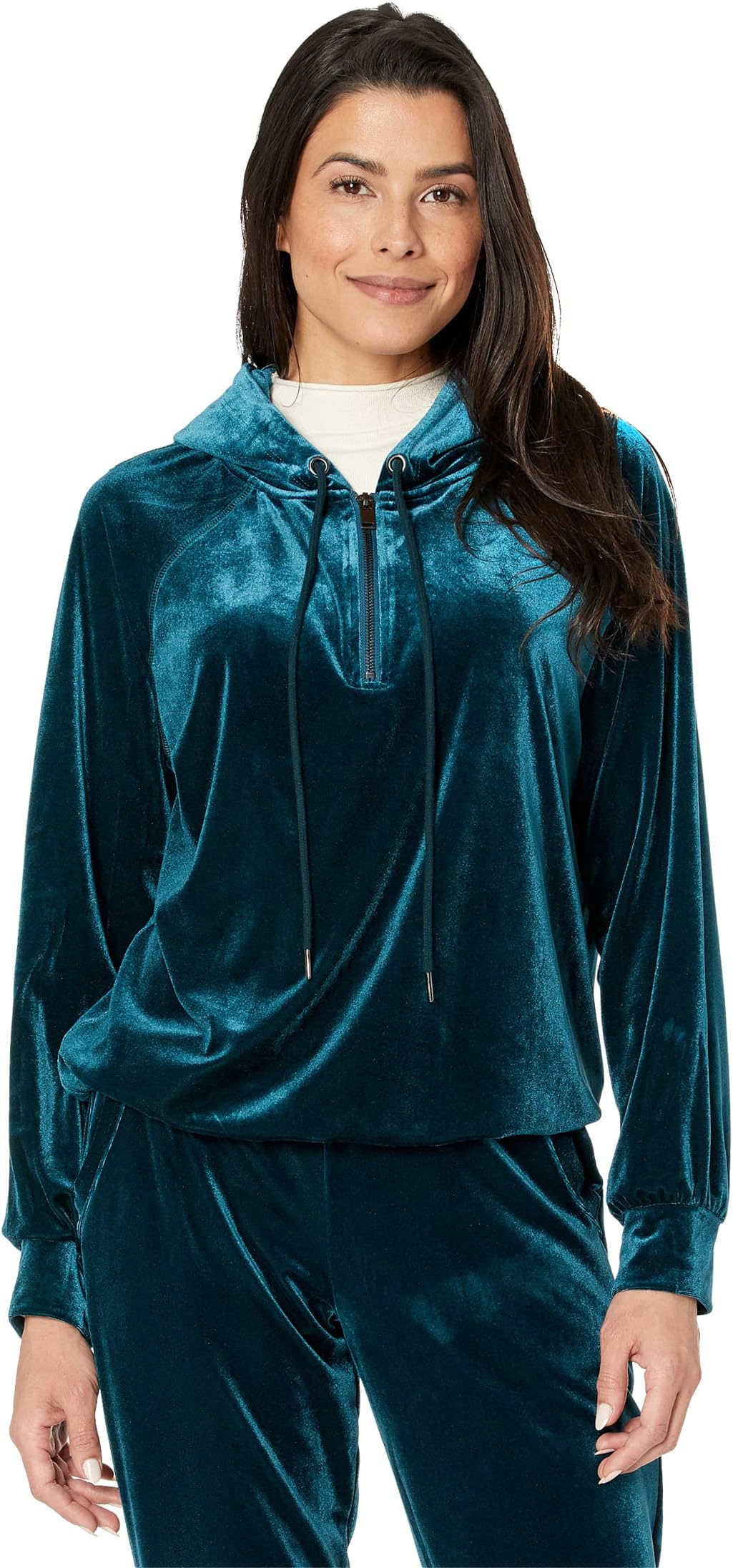 

Толстовка Liverpool Los Angeles Hooded Stretch Velvet Raglan Zip Popover, цвет Dark Teal