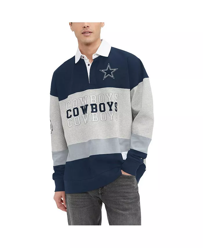 Мужская оверсайз рубашка-поло с длинным рукавом Dallas Cowboys Connor в цветах хизер серый и темно-синий Tommy Hilfiger — фото 4