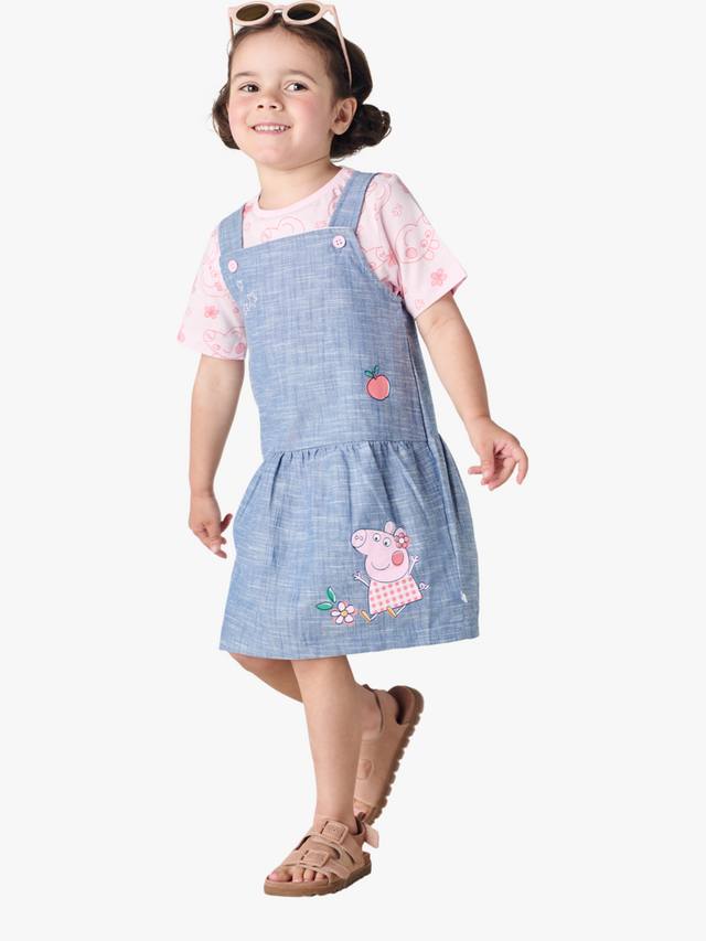 

Детское платье-сарафан Peppa Pig из хлопка и платье-футболка Brand Threads, Pink/Blue