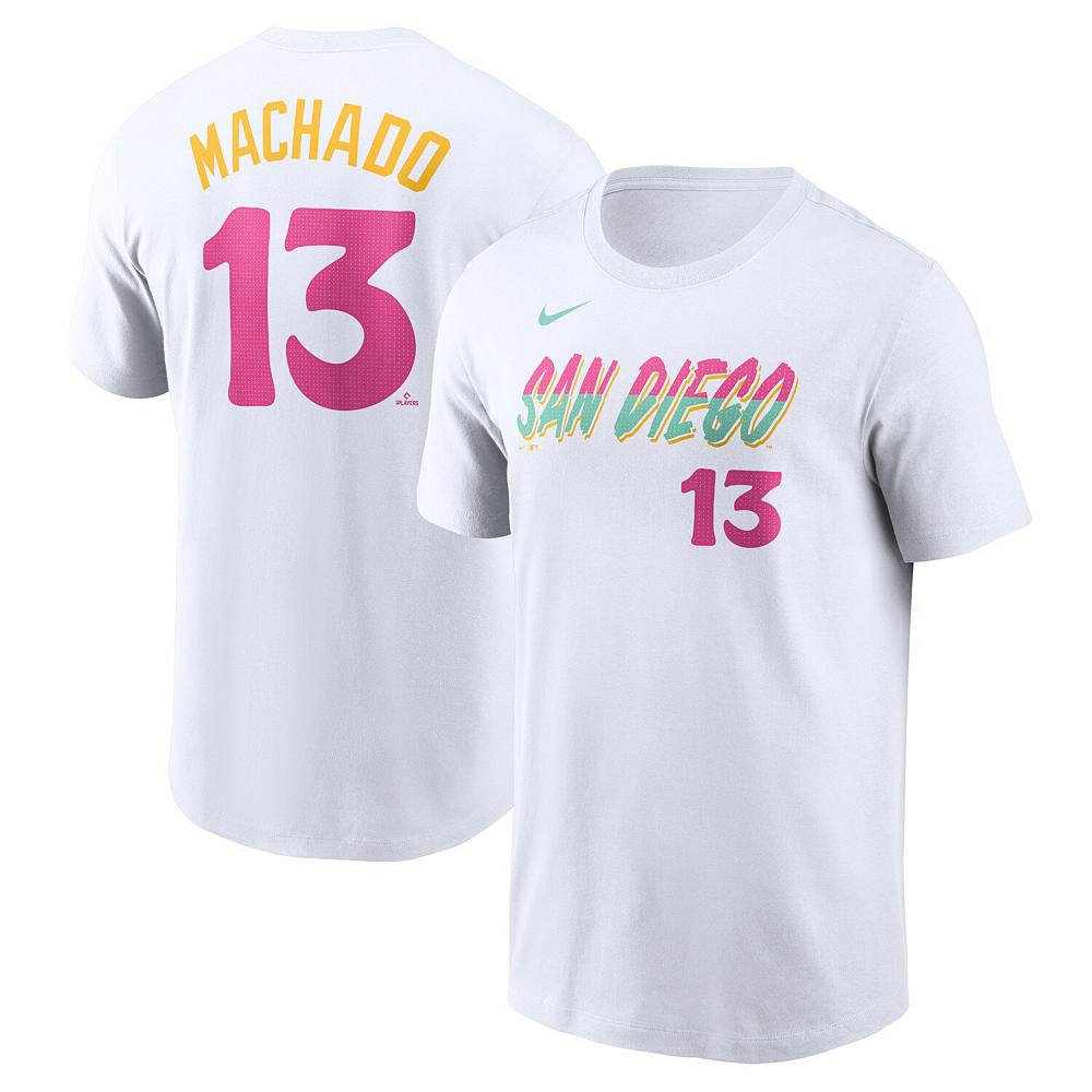 

Мужская белая футболка Nike Manny Machado San Diego Padres City Connect Fuse с именем и номером, цвет Pad White